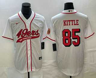 Mens San Francisco 49ers #85 George Kittle White Color Rush With Patch Cool Base Stitched Baseball Jersey